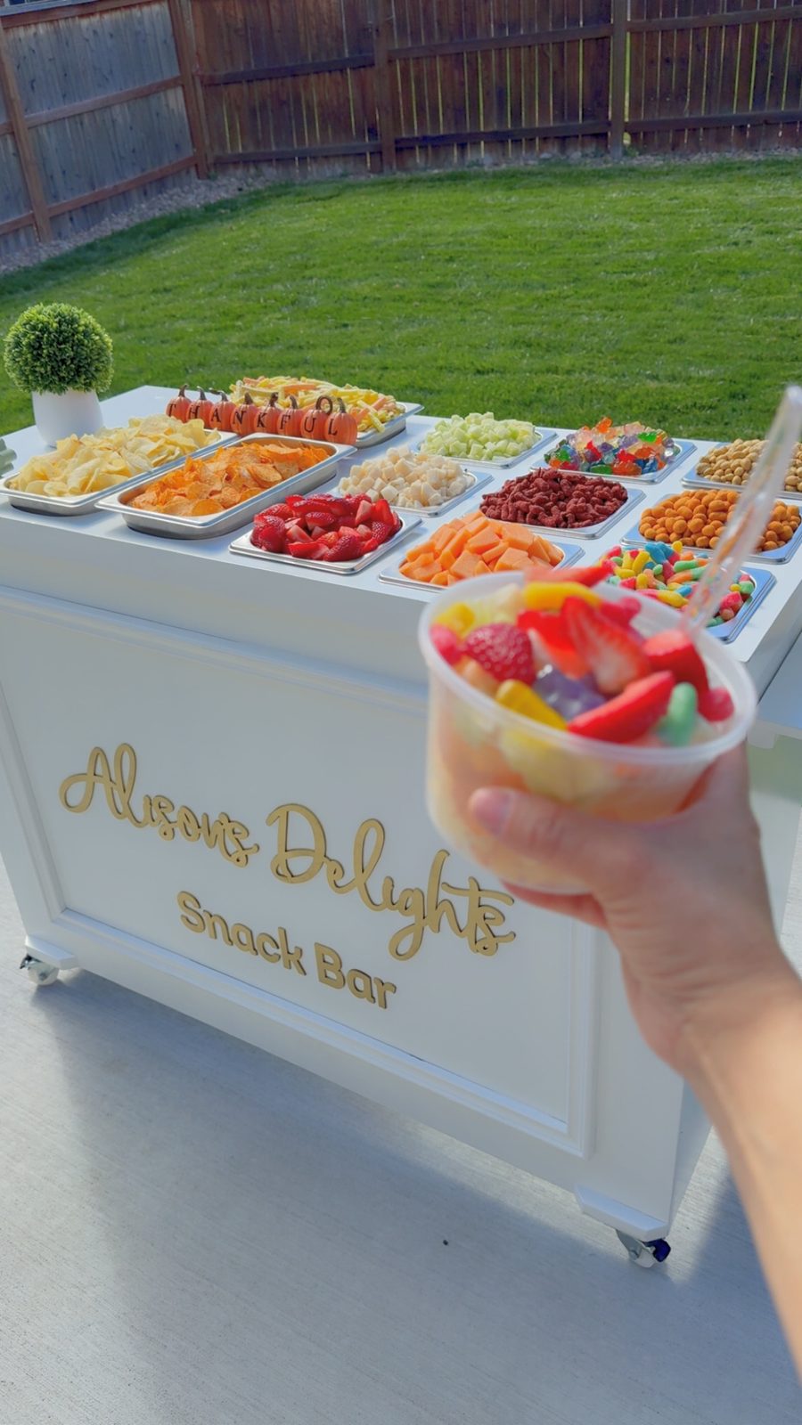 Sounds Delicious snack bar cart with sweet and savory options
